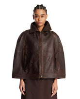 Brown Leather Cape Jacket | PDP | Antonia