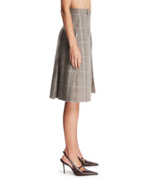 Beige Checked Pleated Wool Midi Skirt | PDP | Antonia