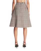 Beige Checked Pleated Wool Midi Skirt | PDP | Antonia