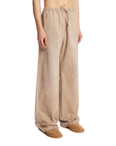 Beige Wide-Leg Cotton Trousers | PDP | Antonia