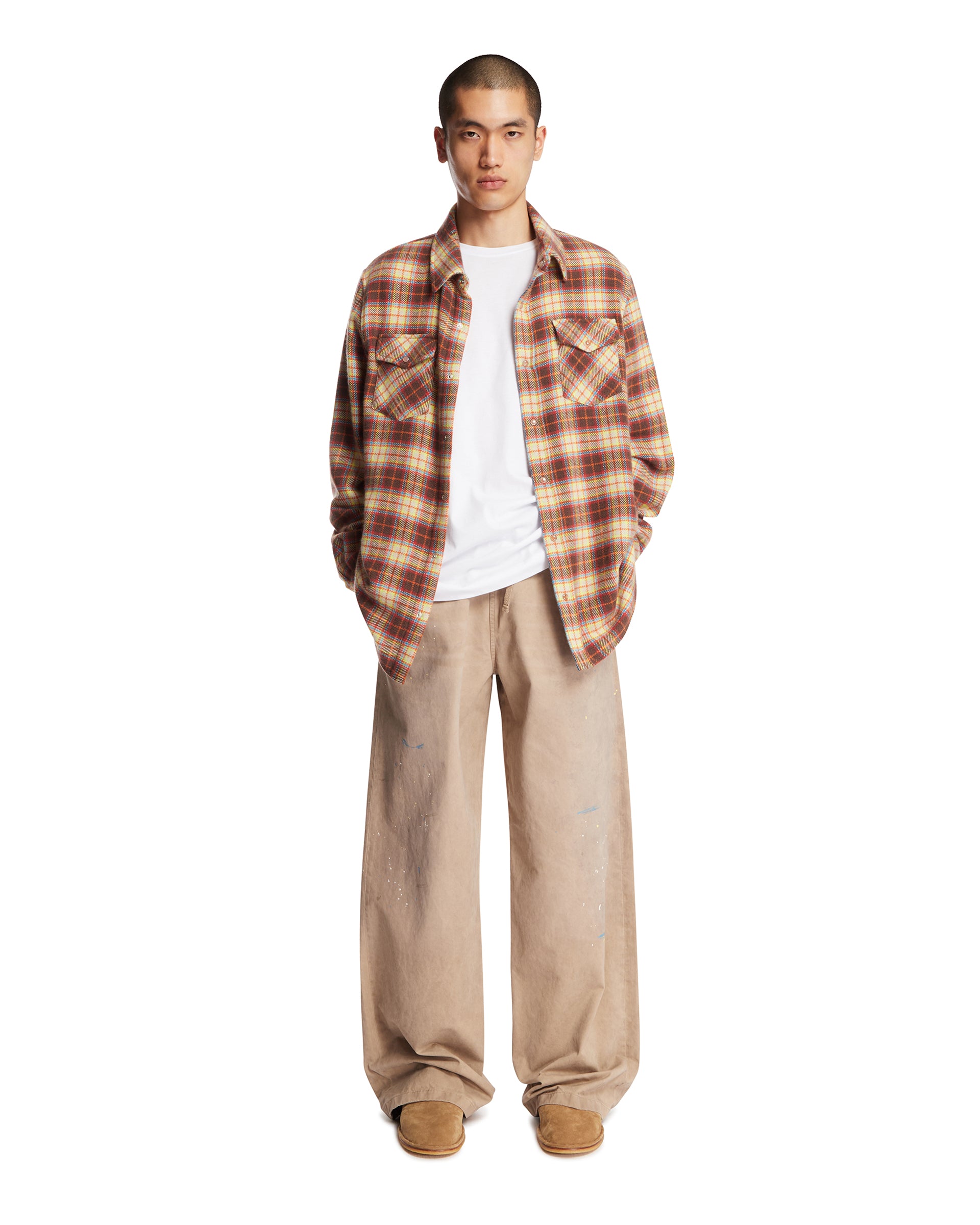 Beige Wide-Leg Cotton Trousers | ACNE STUDIOS - Antonia
