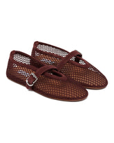 Brown Suede Fishnet Ballet Flats | PDP | Antonia
