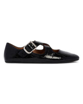 Ballerine Flat Incrociate Stampa Pitone Nere | PDP | Antonia