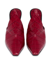 Red Crocodile-Print Leather Mules | PDP | Antonia