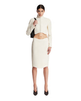 White Curved Wool Crepe Skirt | PDP | Antonia