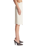 White Curved Wool Crepe Skirt | PDP | Antonia