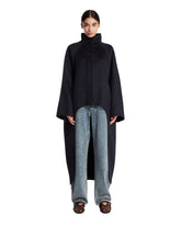 Black Asymmetric Double-Face Cashmere Coat | PDP | Antonia