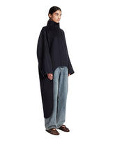 Black Asymmetric Double-Face Cashmere Coat | PDP | Antonia