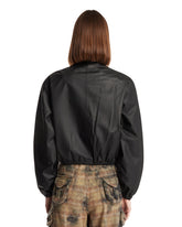 Black Leather Track Jacket | PDP | Antonia