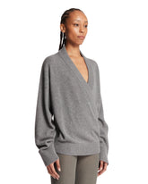 Gray Wool and Cashmere Wrap Sweater | PDP | Antonia