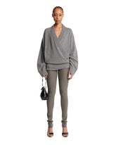 Gray Wool and Cashmere Wrap Sweater | PDP | Antonia