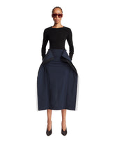 Blue High-Waisted Panel Midi Skirt | PDP | Antonia