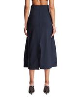 Blue High-Waisted Panel Midi Skirt | PDP | Antonia