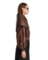 Brown Wrap-Front Jacket with Collar | PDP | Antonia