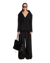Black Wide-Leg Cotton Trousers | PDP | Antonia