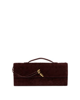 Dark Brown Suede Andiamo Clutch Bag | PDP | Antonia