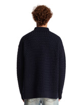 Maglione Intrecciato In Lana Blu | PDP | Antonia