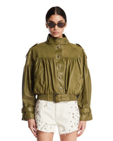 Green Cropped Leather Jacket | PDP | Antonia