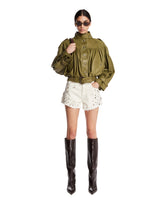 Green Cropped Leather Jacket | PDP | Antonia