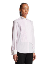 Pink Plisse Plastron Shirt | PDP | Antonia