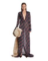 Blue Lurex Long Shirt Dress | PDP | Antonia