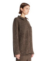 Brown Wool-Blend Cardigan | PDP | Antonia