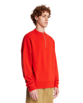Red Zip Crew Neck Sweater | PDP | Antonia