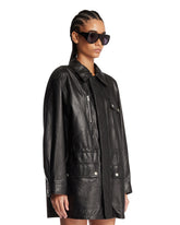 Frame x Alexandra Leclerc Black Paper Leather Safari Jacket | PDP | Antonia