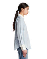 Frame x Alexandra Leclerc The Silk Standard Shirt Azzurra | PDP | Antonia