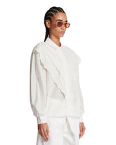 Frame x Alexandra Leclerc White Poplin Equestrian Shirt | PDP | Antonia