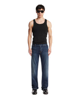 Blue Stretch Cotton Denim Trousers | PDP | Antonia