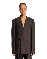 Brown Pinstriped Mohair Wool Jacket | PDP | Antonia