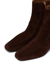Brown Leather Shadow Ban Ankle Boots | PDP | Antonia