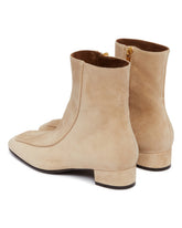 Beige Suede Shadow Ban Ankle Boots | PDP | Antonia