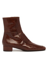 Brown Leather Shadow Ban Ankle Boots | PDP | Antonia