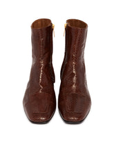 Brown Leather Shadow Ban Ankle Boots | PDP | Antonia