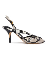 Black Poisson Patchwork Leather Slingback Shoes | PDP | Antonia