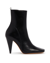 Black Leather High Ankle Boots | PDP | Antonia