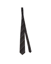 Black Striped Silk Twill Tie | PDP | Antonia