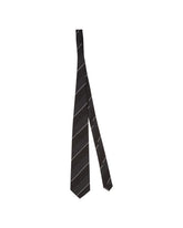 Black Striped Silk Twill Tie | PDP | Antonia