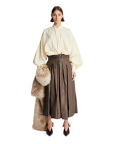 Gray Astrid Pleated Midi Skirt | PDP | Antonia