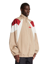 Beige Colour-Block Runway Track Jacket | PDP | Antonia