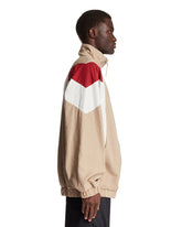 Beige Colour-Block Runway Track Jacket | PDP | Antonia