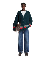 Green Striped Textured Wool Cardigan | PDP | Antonia