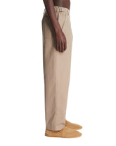 Beige Cotton Barrel Trousers | PDP | Antonia