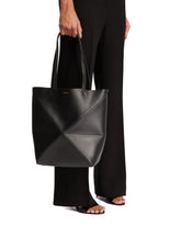 Black Medium Puzzle Fold Tote | PDP | Antonia