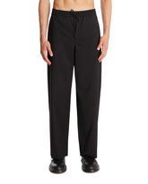 Black Wool Drawstring Trousers | PDP | Antonia