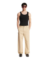 Beige Cotton Twill Trousers | PDP | Antonia