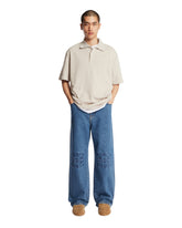 Gray Cotton Anagram Polo Shirt | PDP | Antonia