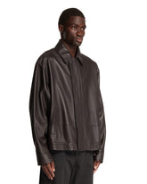 Brown Leather Drawstring Jacket | PDP | Antonia